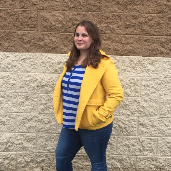 Yellow Enlightened Outerwear/Green Envy Peacoat WOOL Blend - Picture 4 of 8